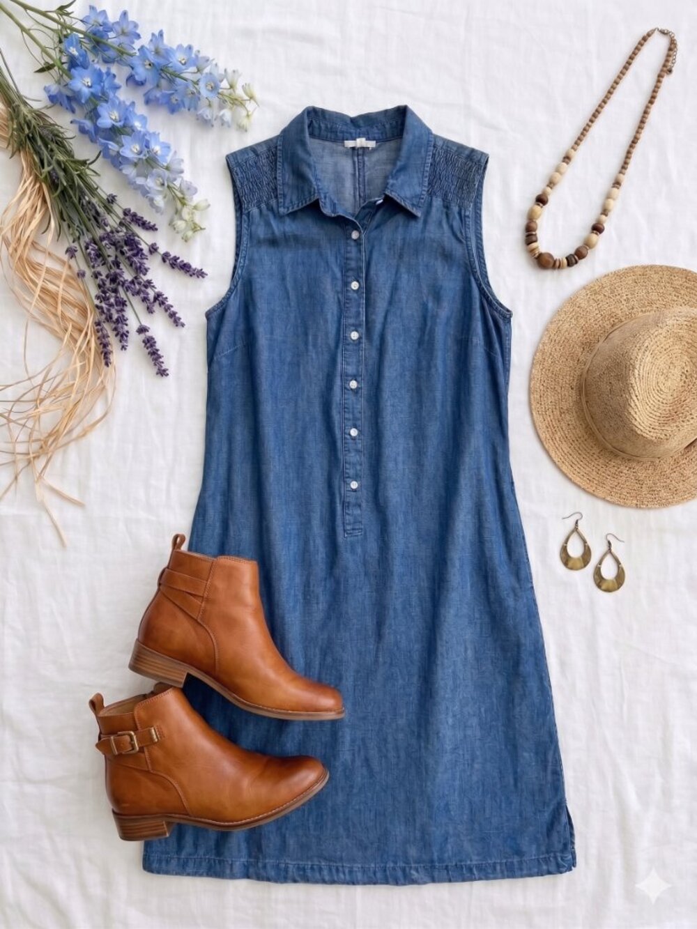 Talbots Sleeveless Denim Midi Dress